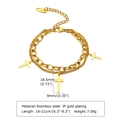 Bracciale a doppio strato in acciaio inossidabile placcato oro 18K con croci e perle - Ciondolo a Croce a Doppio Strato