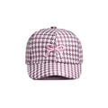 Pink and white houndstooth kids baseball cap with a decorative satin bow detail - Kids Head Circumference (50-54cm) / Dark Red