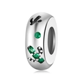 S925 sterling silver cactus charm bead with green zirconia for DIY charm bracelets - 925 Sterling Silver/Zirconia / Green Cactus(PA0140)