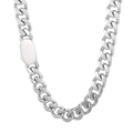 Classic silver-toned stainless steel Cuban link necklace with a flat lobster clasp finish - Steel Color Cuban Necklace (KN231595-Z) / 10mm Width 45cm Length