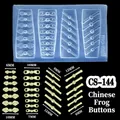 Translucent blue silicone nail mold featuring Chinese knot designs in 6mm to 12mm sizes - CS-144 Chinese Knot Buttons B
