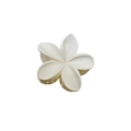 Matte white plumeria flower hair claw clip with a tropical summer resort style aesthetic - 8cm Matte White