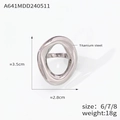 Irregular oval geometric hollow ring in silver titanium steel finish for women - US 6 / Large / Steel
