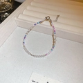 Detailed shot of handmade colorful beads and pearls bracelet with silver adjustable clasp - Style 118 (Multicolor Sweet Style) / Multicolor