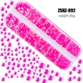 12-grid storage box with various sizes of pink flatback acrylic rhinestones, 36g - Rose Red AB (ZSHZ-892)
