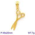 Gold plated scissor pendant for men featuring 49x20mm dimensions and hip-hop style - Gold Color Scissors Pendant (KP83332-BDJX)