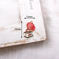 Retro gramophone enamel pendant in red and green with floral pattern for DIY jewelry - 9# Red Phonograph (F032) / 10 Pieces Pack