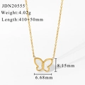 Macro detail of butterfly pendant necklace with dimensions and 14K gold specs - Butterfly Necklace (JDN20555)