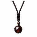 Handcrafted red tiger eye stone pendant with dark brown woven cord and polished beads - Red Tiger Eye (10MM)