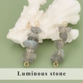 Luminous stone pendant with gold wire wrap for DIY jewelry making and earring design - 17S Labradorite (Set of 4)