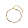 Elegant 18K gold plated bracelet featuring sparkling white oval-cut zircon crystals - Bracelet-Thick Oval