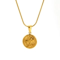 Golden titanium steel necklace with detailed carnation flower relief pendant and snake chain - October Yellow Daffodil