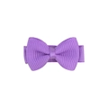 Mini purple ribbed ribbon bow hair clip for girls, solid candy color fringe hair accessory - Purple
