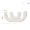 Modern white U-shaped 4-hole ceramic candle holder with minimalist matte finish, 23cm width - 13205-1 Bisque 4 Heads Short