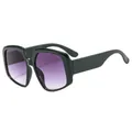 Modern oversized geometric sunglasses with dark green frames and purple gradient lenses - Dark Green Frame Double Grey Lens