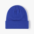 Thick royal blue cuffed knit beanie cap for men and women, warm winter thermal hat - Royal Blue
