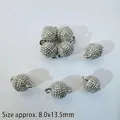 Silver granular magnetic clasp for DIY jewelry making, size 8.0x13.5mm for bracelets - Durian Style / White Gold