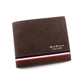 Cartera de hombre marrón oscuro en cuero mate con detalle de cinta tricolor clásica - D3301-19 Marrón Oscuro