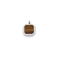 Geometric square tiger eye stone pendant with polished silver steel bezel and box chain - Silver/Tiger Eye Stone (Pendant Only)
