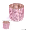 Detail view of pink rhinestone studded octagonal nail art crystal cup with dimensions - Small Octagon Pink Rhinestone