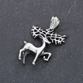 Polished silver stainless steel reindeer pendant with intricate antler details - 53*40mm