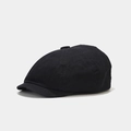 Casquette gavroche classique en toile de coton noire avec design vintage à panneaux - Taille unique / Noir