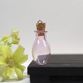 Pink mini oval glass wishing bottle with cork stopper and metal loop for DIY pendant - Pink Oval Bottle With Eye Screw Cork