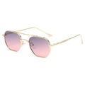 Occhiali da sole chic a montatura piccola in metallo dorato con lenti sfumate viola - Grigio Rosa