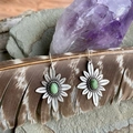 Pendientes vintage bohemios con piedras turquesas verdes y grabados de hojas retro - Girasol Plata Estilo Turquesa / Plateado