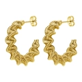 Chic gold-plated stainless steel woven C-shaped hoop earrings for a luxury aesthetic - Spring No.7 Gold Color