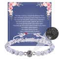 Bracelet en perles de marbre blanc avec projection de 100 langues Je t'aime - À ma nièce / Turquoise Blanche
