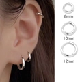 S999 sterling silver hoop earrings in silver finish, set of 8mm 10mm and 12mm sizes - A902 Large (S999 Hoop)