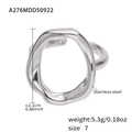 Irregular organic silver stainless steel ring size 7 with polished mirror finish - US 7 / Steel Color Geometric Wave