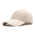 Classic beige faux suede baseball cap with a six-panel structure and curved brim for unisex - Beige