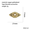 Detailed dimensions of Evil Eye charm with gold plating and cubic zirconia inlay - Style P02141