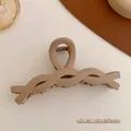 Elegant 12cm milk tea brown matte shark hair claw clip for women's updo hairstyles - Deep Coffee Twist