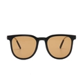 Foldable oversized matte black sunglasses with gradient orange lenses for sun protection - 3rd Gen - Black Frame Tea Lens