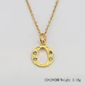 18K gold plated stainless steel necklace with diamond-set letter O pendant charm - Letter O