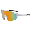 Sport cycling sunglasses with white frame and orange yellow gradient tinted lens - White Frame Red Mirror