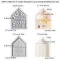 Moule en silicone pour boîte lumineuse en forme de trois maisons avec dimensions - Ensemble triple fenêtre