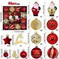 44pcs Christmas ball set featuring red and gold ornaments in various sizes and textures - Santa Shape / 44 Pieces/Pack / Gold And Red
