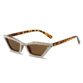 Lunettes de soleil œil de chat écaillées avec strass brillants et verres teintés marron - Monture Léopard / Verres Thé