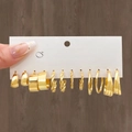 Gold 5 Pairs Set (Vintage Chunky Hoops)(HS739-7)