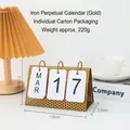 Calendrier à rabat minimaliste en métal doré pour décoration de bureau élégante - Calendrier en Fer à Mailles - Or
