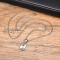 Men's titanium steel necklace featuring a rectangular radiant pattern pendant on a box chain - Steel Color Pendant With Box Chain