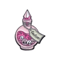 Pin esmaltado de poción rosa con calaveras y etiqueta emotions sobre fondo blanco - Estilo Poción de Emociones (XZ8677)