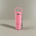 Mini pink tumbler keychain with metal ring accessory for backpack decoration - New Portable Pink