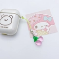 Charming pink cherry phone charm with resin finish and metallic chain accessory - Light Pink Cherry