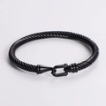 Pulsera de cable de acero inoxidable negro de 5mm con cierre de grillete para hombre - Negro