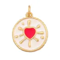 DIY jewelry charm with gold-plated round pendant featuring a red heart and enamel - K076506-Rose Radiant Red Heart